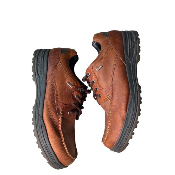 Abeo Rayburn Slip Resistant Shoes Men\'s Sz 12 Brown Leather Casual Oxfords Laces